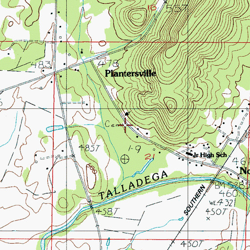 Topographic Map of Kingston Cemetery, AL