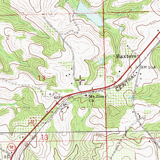 Topographic Map of Mount Zion Cemetery, AL