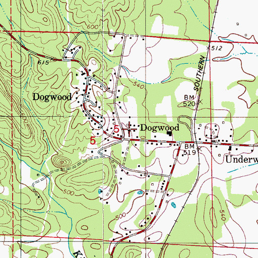 Topographic Map of Dogwood Baptist Church, AL