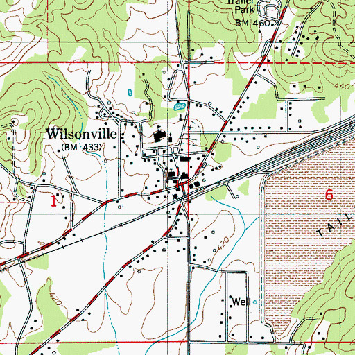 Topographic Map of Wilsonville Town Hall, AL