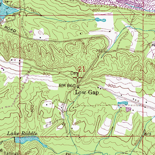 Topographic Map of Low Gap Cemetery, AL