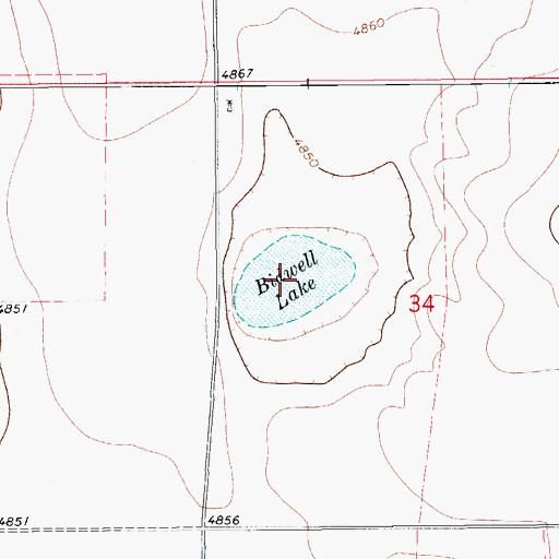 Topographic Map of Bidwell Lake, CO