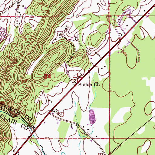 Topographic Map of Shiloh Cemetery, AL