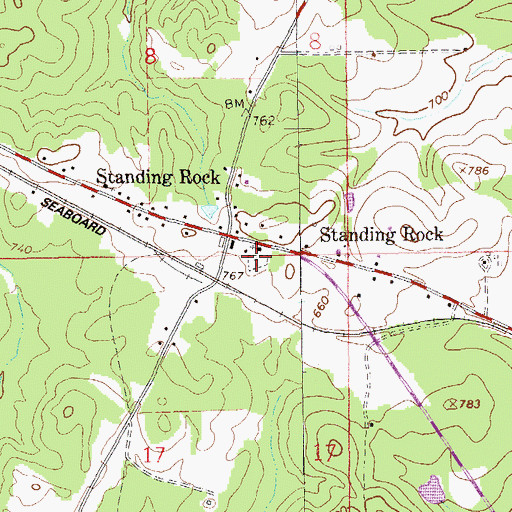 Topographic Map of Standing Rock Cemetery, AL