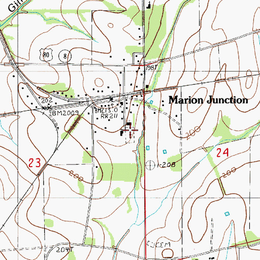 Topographic Map of Marion Junction Community Cemetery, AL