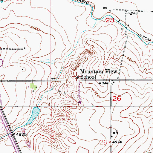 Topographic Map of Mountain View School, CO