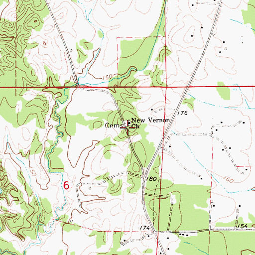 Topographic Map of New Vernon Cemetery, AL
