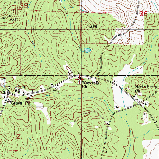 Topographic Map of Waycross Cemetery, AL