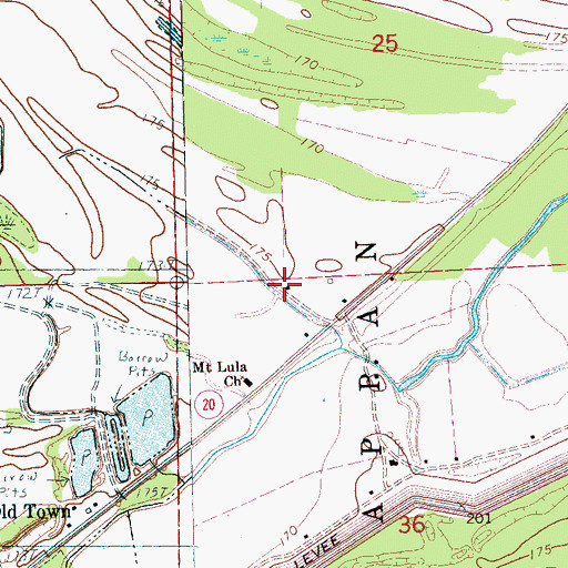 Topographic Map of Llewellyn Church (historical), AR