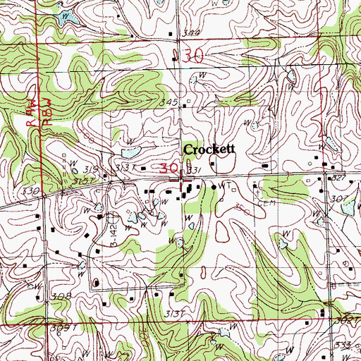 Topographic Map of Crockett School (historical), MS