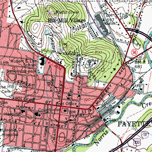 Topographic Map of First Assembly of God Church, TN