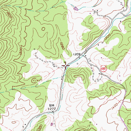 Topographic Map of Longwood (historical), VA