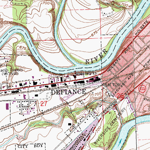Topographic Map of Catholic Cemetery (historical), OH