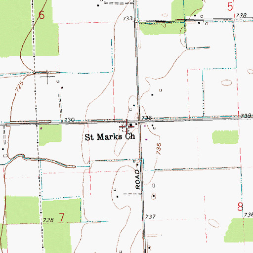 Topographic Map of Saint Marks Lutheran Cemetery, OH