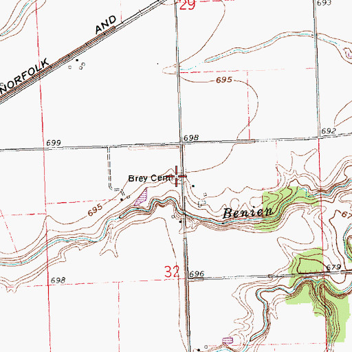 Topographic Map of Brey Cemetery, OH