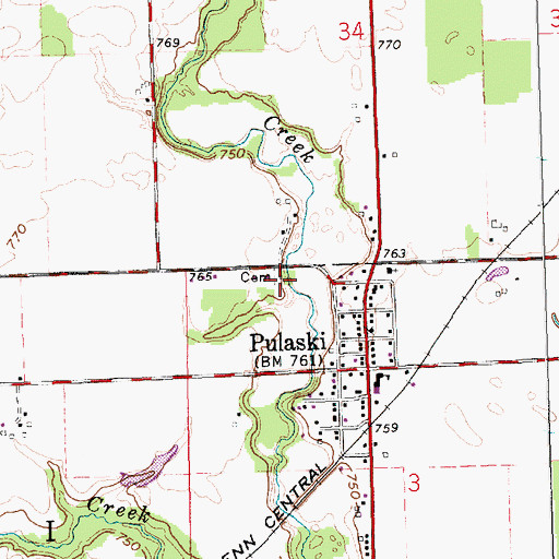 Topographic Map of Old Pulaski Cemetery, OH