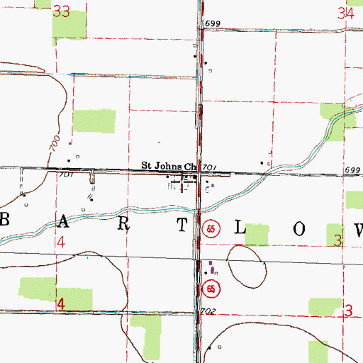 Topographic Map of Saint Johns Lutheran Cemetery, OH