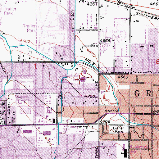 Topographic Map of Madison Elementary School, CO