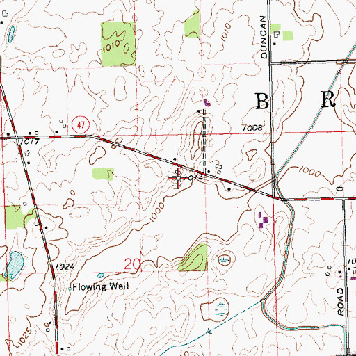 Topographic Map of Duvall Cemetery, OH