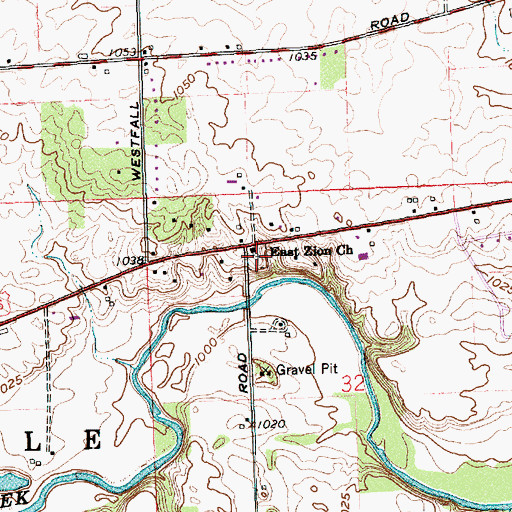 Topographic Map of East Zion Community Cemetery, OH