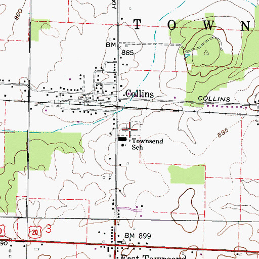 Topographic Map of Collins Cemetery, OH