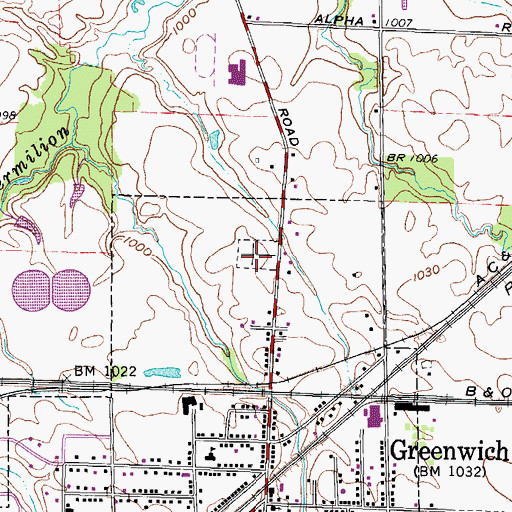 Topographic Map of Greenlawn Cemetery, OH
