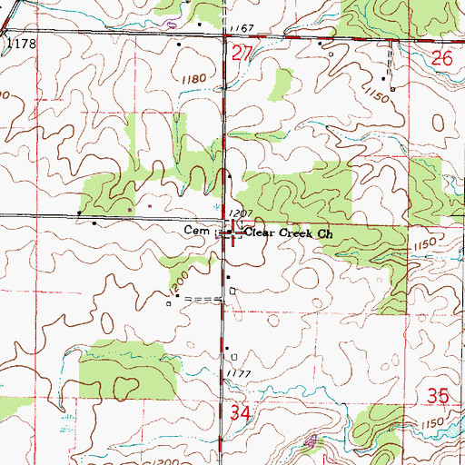 Topographic Map of Brytes Churchyard, OH