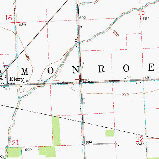 Topographic Map of Elery School (historical), OH