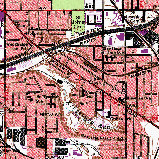 Topographic Map of Garden Valley, OH