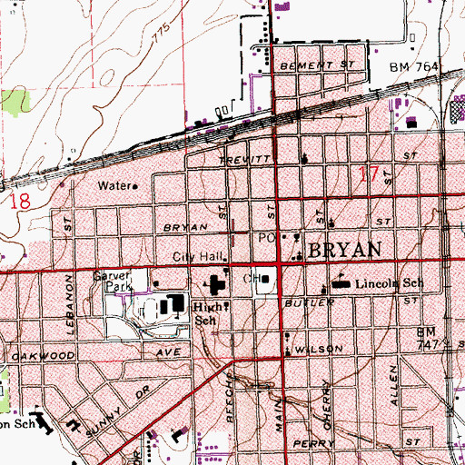 Topographic Map of Williams County Jail, OH