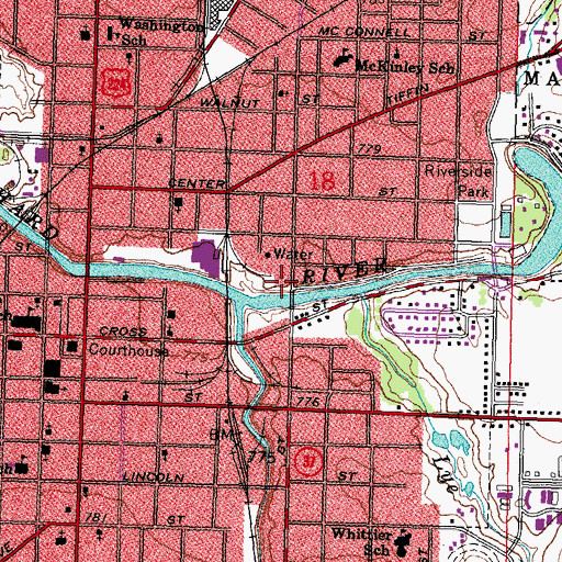 Topographic Map of Findlay Water Works, OH