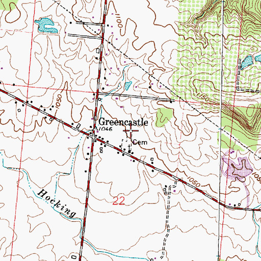 Topographic Map of Greencastle Cemetery, OH