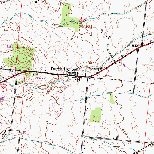 Topographic Map of Old Dutch Hollow Cemetery, OH