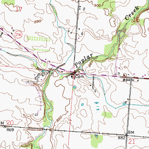 Topographic Map of Poplar Creek Cemetery, OH