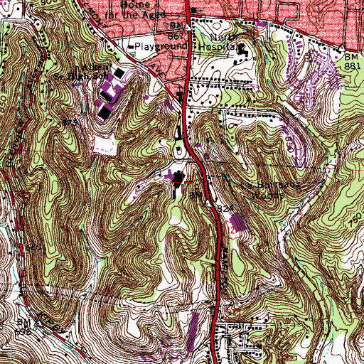 Topographic Map of Methodist Home for the Aged, OH