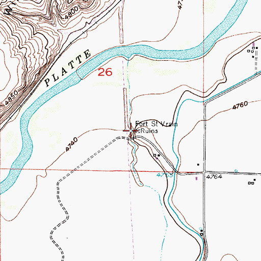 Topographic Map of Fort Saint Vrain (historical), CO