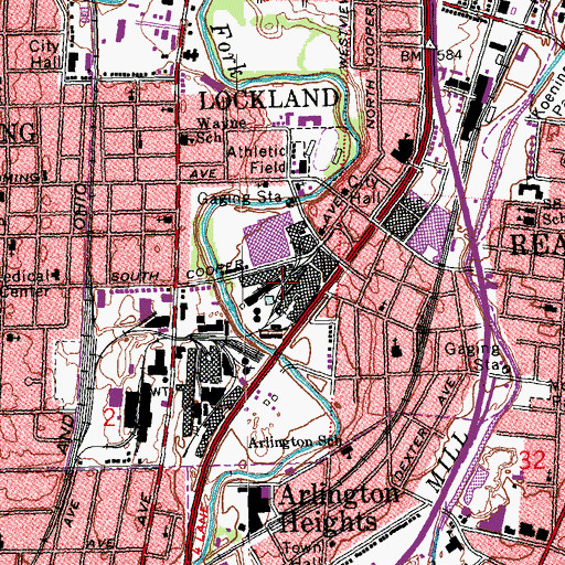 Topographic Map of Lockland Commerce Park, OH
