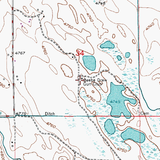 Topographic Map of Bebee Draw Gun Club, CO