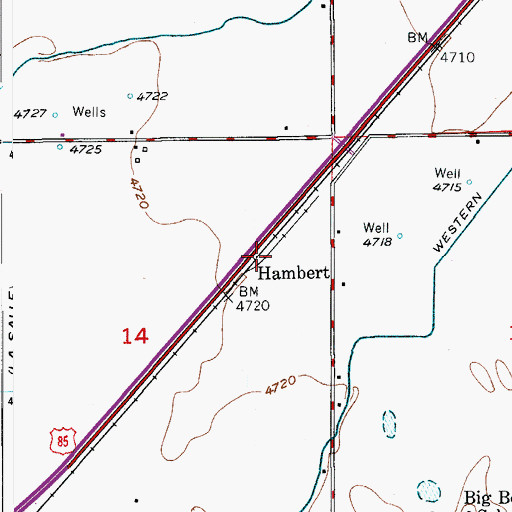Topographic Map of Hambert, CO