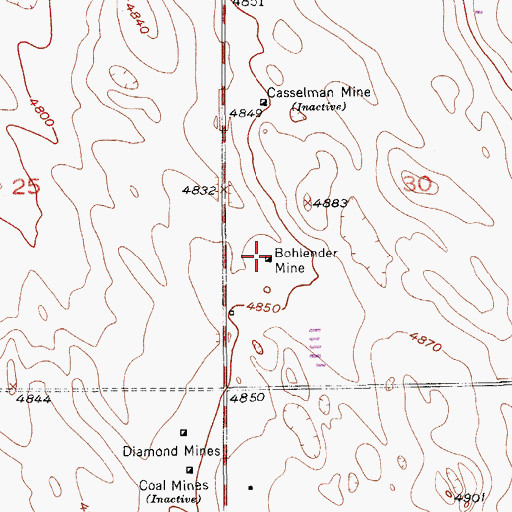 Topographic Map of Bohlender Mine, CO