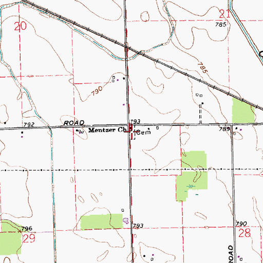 Topographic Map of Metzer Cemetery, OH