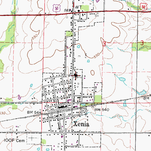 Topographic Map of Xenia Grade School, IL