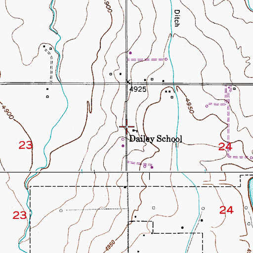 Topographic Map of Dailey School, CO