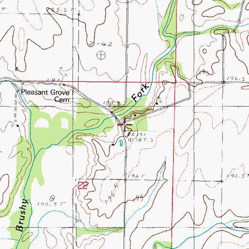 Topographic Map of Brushy Fork Post Office (historical), IL