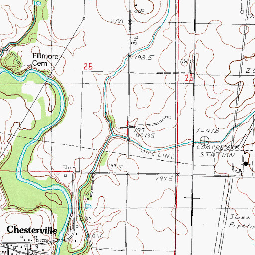 Topographic Map of Fillmore (historical), IL
