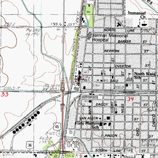 Topographic Map of Tuscola Fire Department North, IL