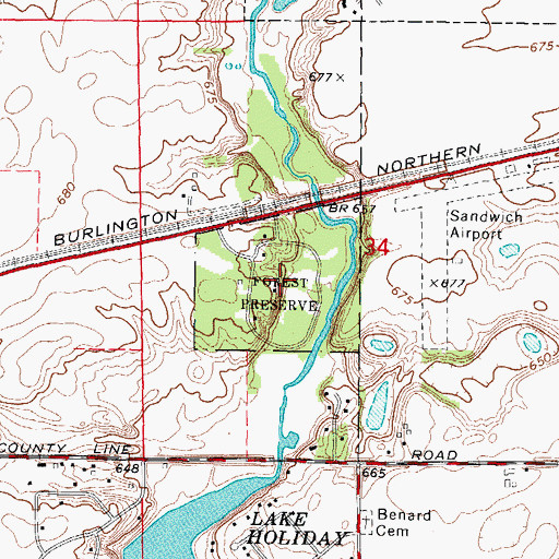 Topographic Map of Saunnak Forest Preserve, IL