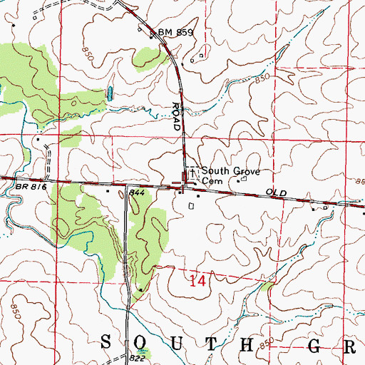 Topographic Map of South Grove Post Office (historical), IL