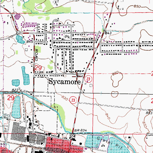 Topographic Map of Sycamore Junior High School, IL