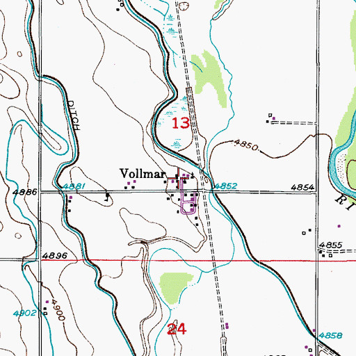 Topographic Map of Vollmar, CO